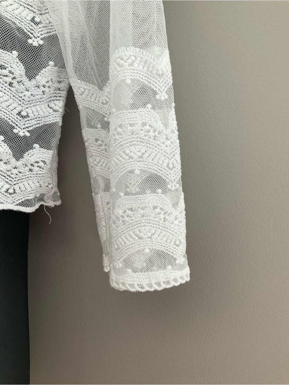 Rabbit Rabbit Rabbit White Embroidered Mesh Cardigan. - Picture 7 of 10